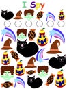Halloween activity worksheet I spy game for kids stock vector illustration